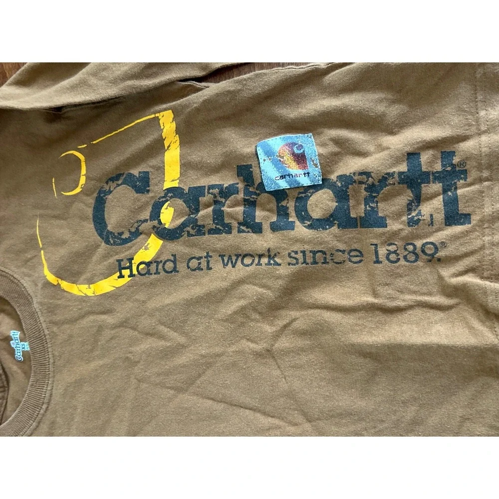 Carhartt‎ Boys Brown Long Sleeve Graphic T-Shirt XS 4/5 100% Cotton